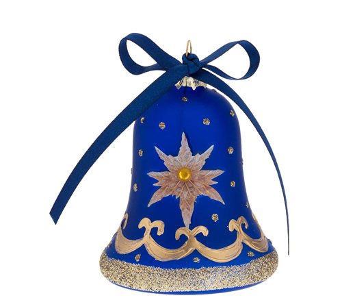 CAMPANELLA NATALIZIA DECORATA CON LED H. 8 - BLU